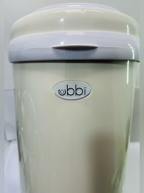 Ubbi White Diaper Pail Steel Odor Locking Nursery Storage Baby Diapers Bin